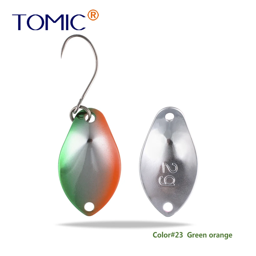 green orange Томик 2 г микро рыболовные приманки латунные форели ложки металлические приманки воблер форель зона pesca Спиннер приманка - Цвет: green orange