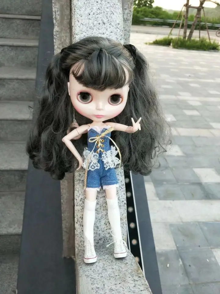 1 шт. Одежда для кукол Blyth милые голубые джинсовые кружевные штаны короткий