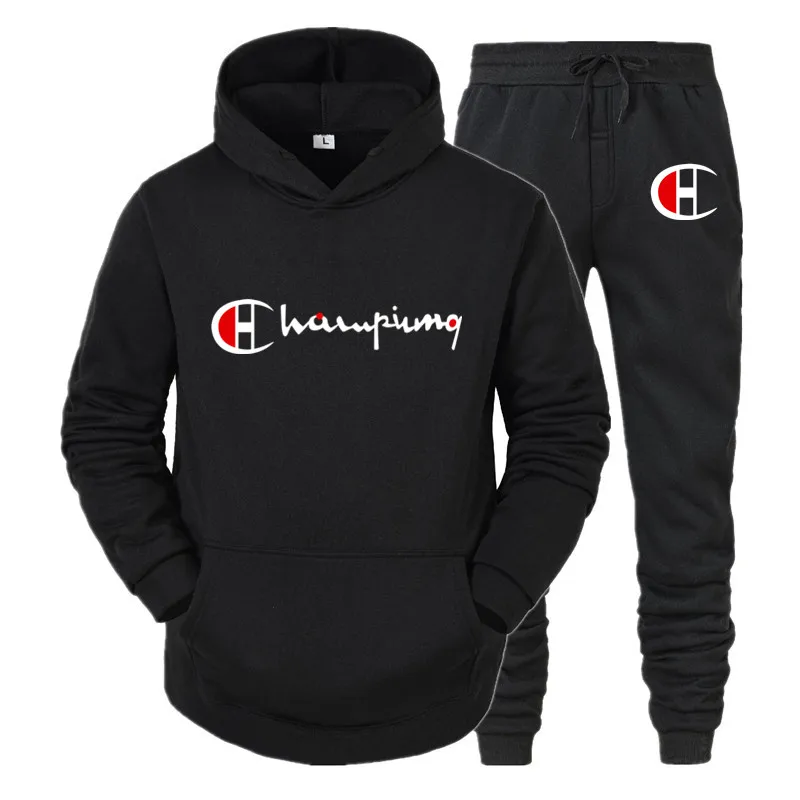 

2 tracksuits for men hooded sweatshirt + pants pullover hooded sweatshirt suit personality letters for men Hoodies suit S-3XL