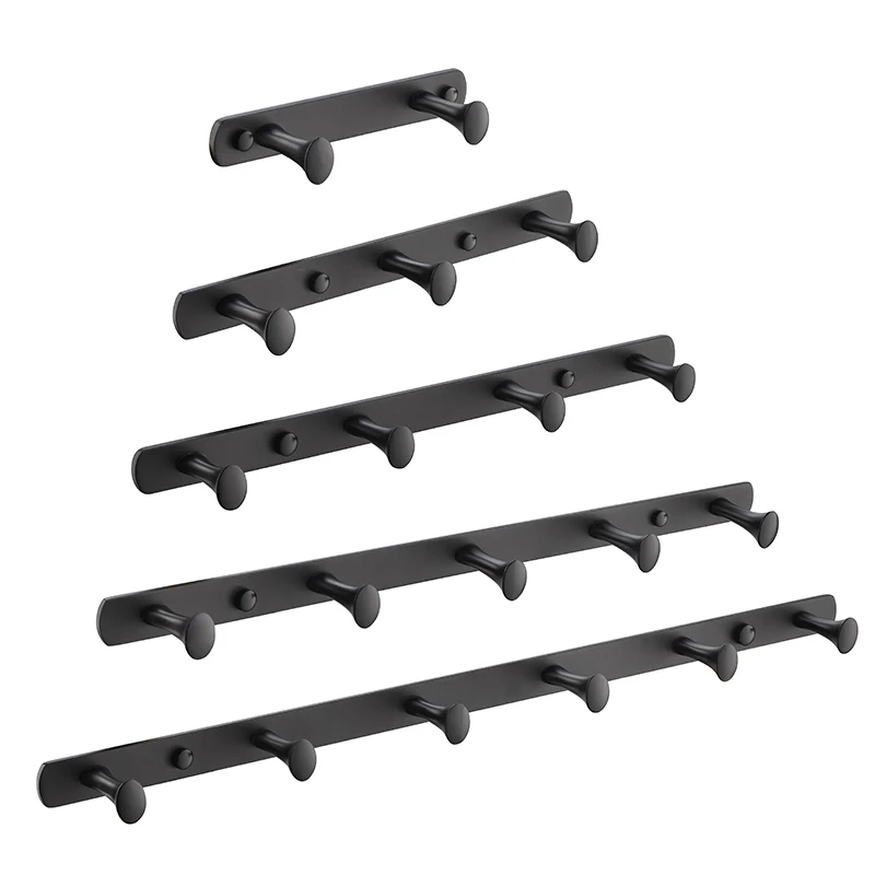 

Oval Hook Wall Mounted Black 2/3/4/5/6 Holes Hooks Kitchen Wall Door Coats Clothes Towel Hat Row Hooks Robe Hooks Hanger