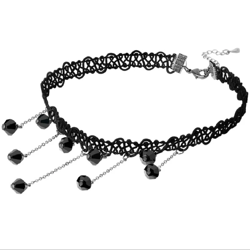 

Black Lace Neckchain Female Trend Necklace Neckband Short Neck Chain Choker Dark Tassel Collar