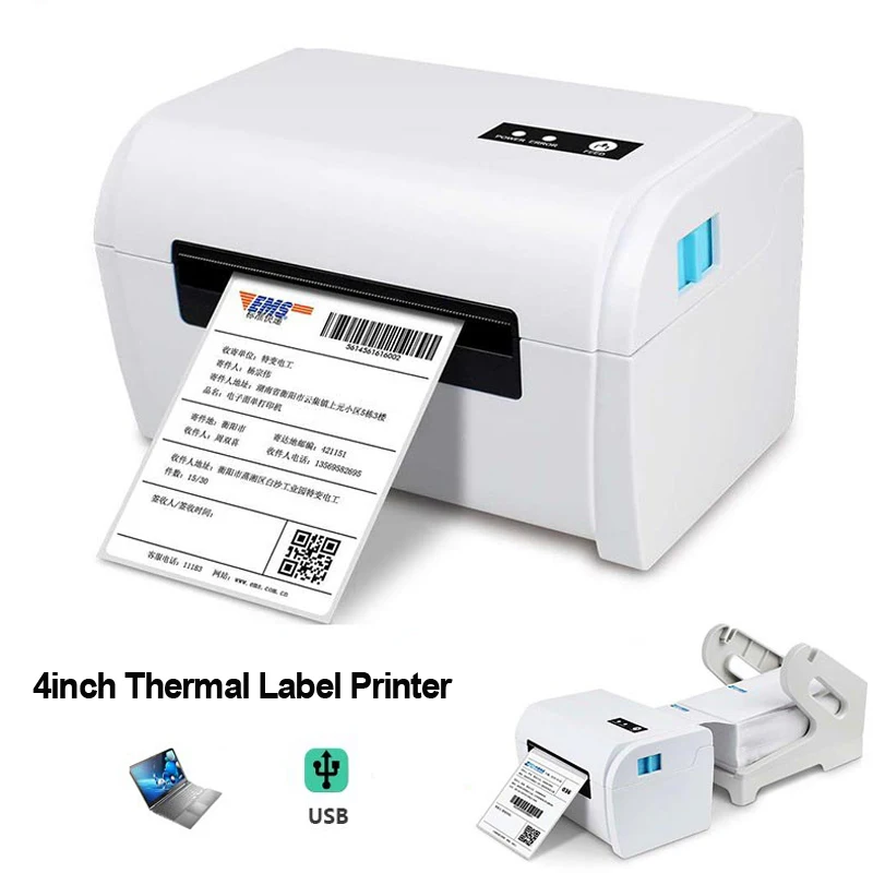 

Thermal shipping Label Barcode sticker Printer 4inch USB Bluetooth for 40-110 width Compatible with Amazon Ebay Etsy Shopify 4×6