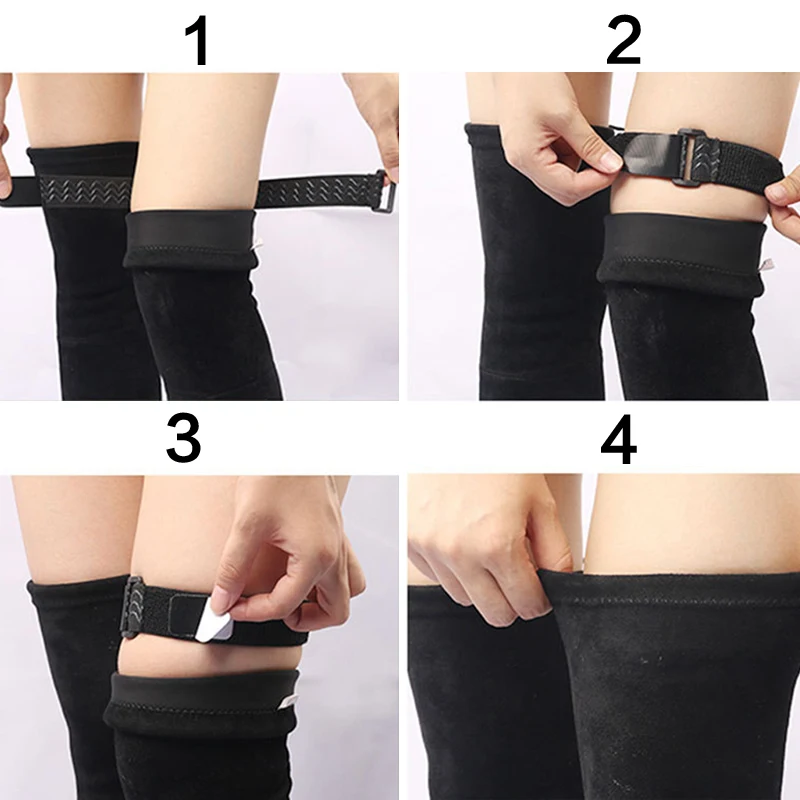 Новый дизайн модные женские высокие сапоги Нескользящие на ремешках