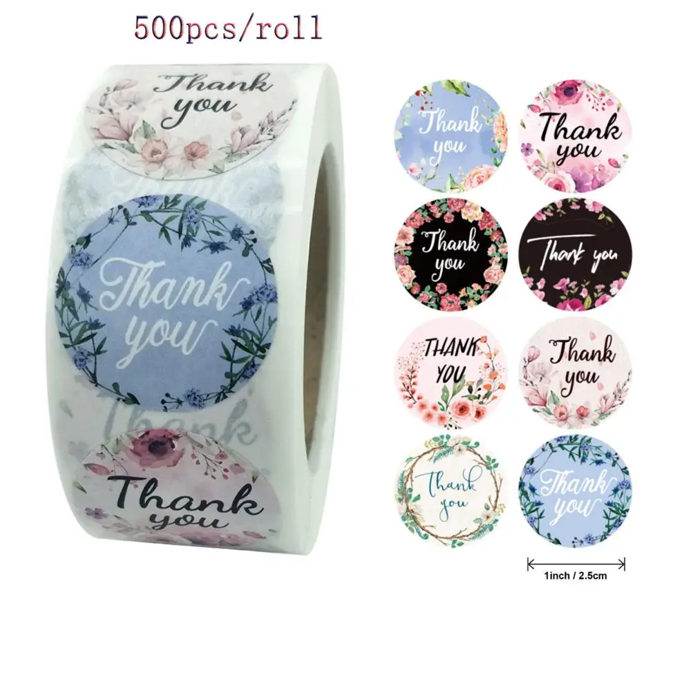 

D&M 500pcs Paper Label Stickers Thank You Sticker Card Business Packaging Stationery Sticke Scrapbooking for Wedding Giftr