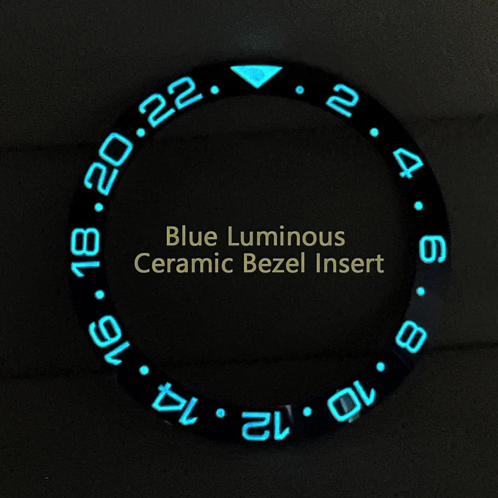 

Top 38mm*30.6mm Ceramic Watch Bezel Green/Blue Luminous Bezel Insert Suit for GMT/RLX/Sub 40mm Black-Blue Embedded Outer Ring
