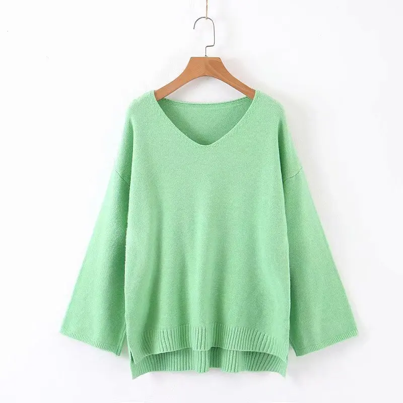 

Women Clothes 2019 Autumn and Winter Clothes Women Lazy Wind V-neck Short Short Long Pullover Sweater Female Sweater Women