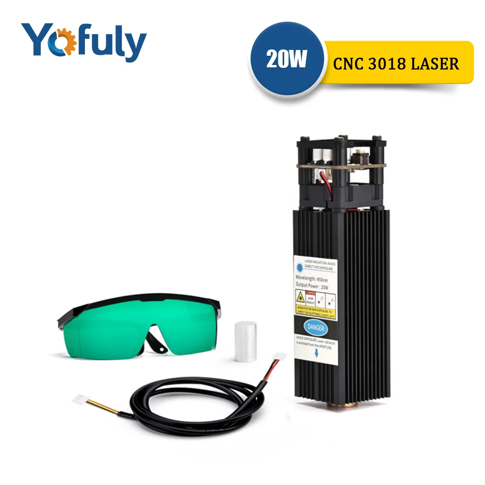 Лазерная головка с фиксированным фокусом 20 Вт для гравировального станка ЧПУ 3018