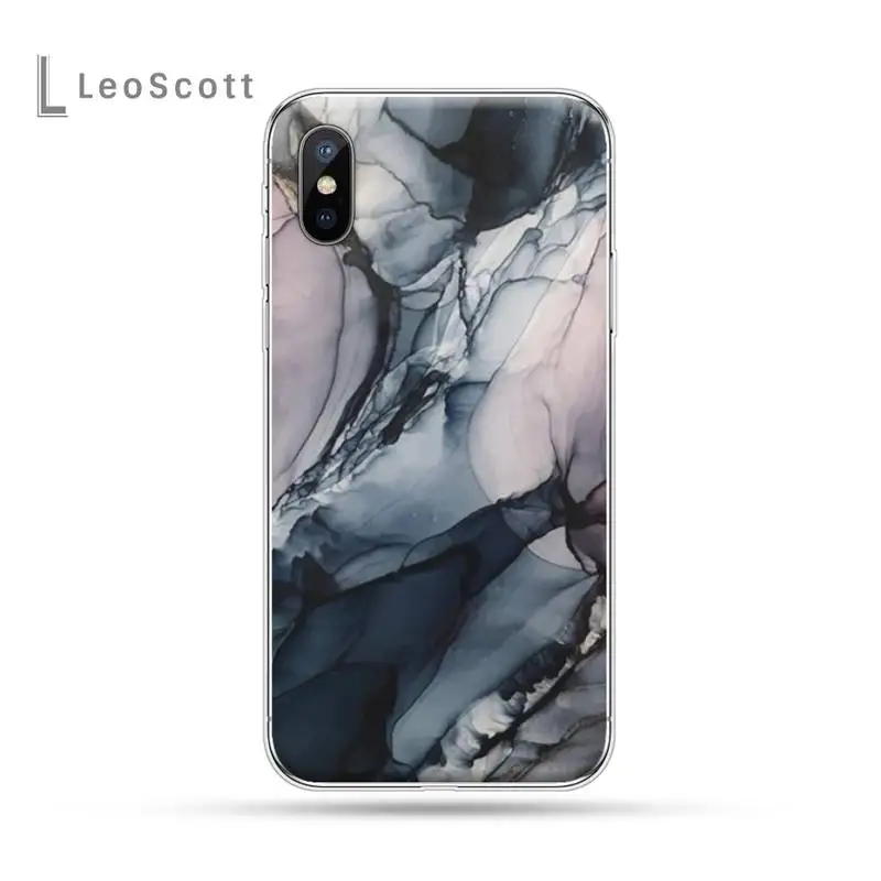 

Ink Brush Marble Pattern protective funda Phone Case For iphone 12 5 5s 5c se 6 6s 7 8 plus x xs xr 11 pro max mobile cover