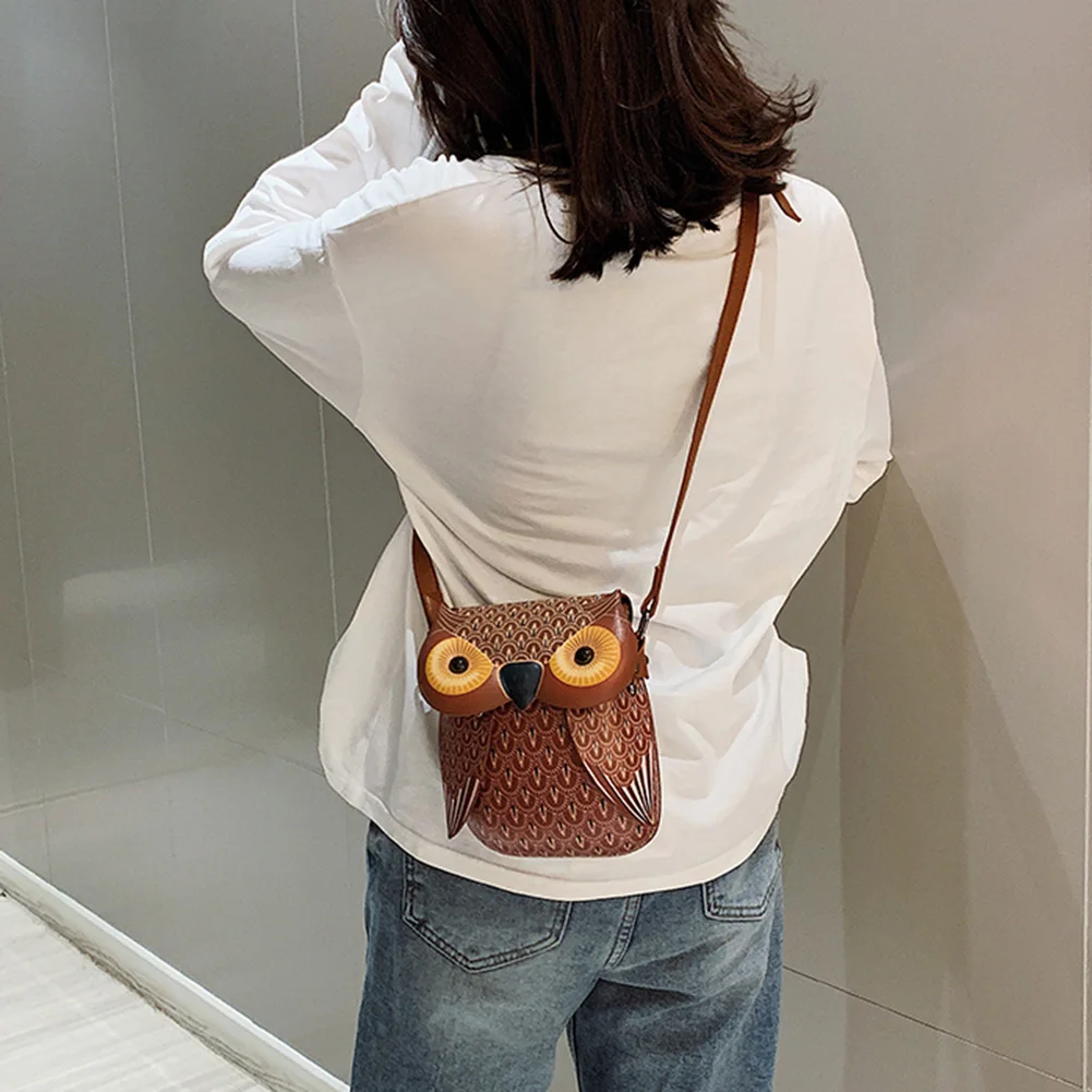 

Vintage Women Cartoon Owl Printing Shoulder Crossbody Messenger Bag Casual Ladies PU Leather Small Handbag