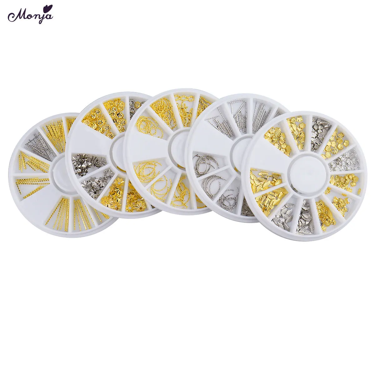 Monja 12 решеток/коробка для дизайна ногтей металлические заклепки украшения
