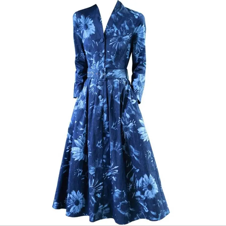 Женское осенне зимнее джинсовое платье размера плюс M 4XL 2019 приталенное