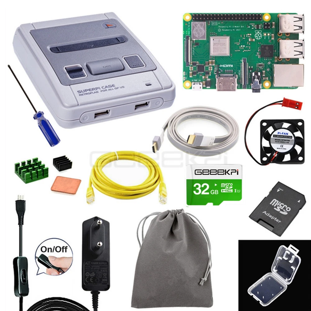 CASE Raspberry Kit Чехол GeeekPi Retroflag SUPERPi-J NESPi чехол с дополнительным игровым контроллером сумка для переноски для Raspberry Pi 3B+/3B/2B - Цвет: CASE Raspberry Kit