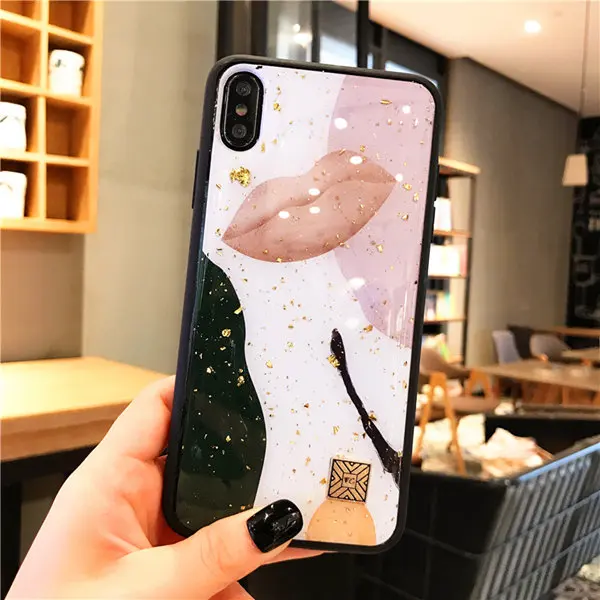 D31 Мраморный чехол для телефона с золотой фольгой для iPhone 11 Pro XS Max XR X 7 8 6 6s Plus, мягкий силиконовый чехол с блестками для iPhone X - Цвет: D31