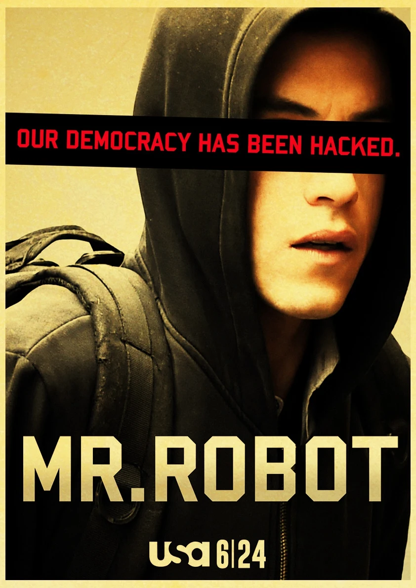 Ретроамериканский психологический триллер Постер для ТВ сериала Mr. Робот