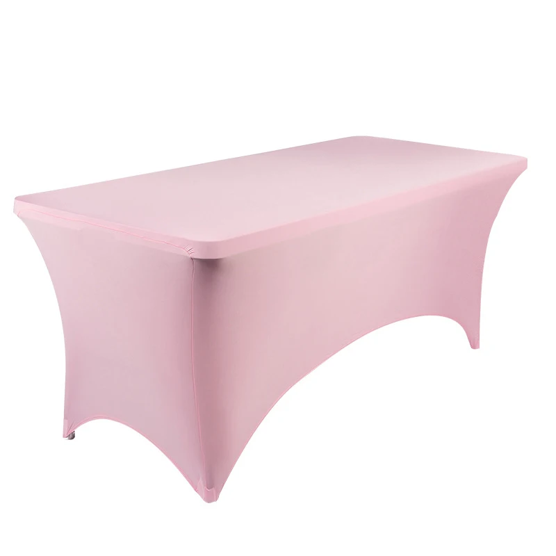 Light Pink Прямоугольный высокоэластичный чехол для стола из спандекса, эластичная длинная Скатерть для свадьбы, дня рождения, вечерние украшения для отеля - Цвет: Light Pink
