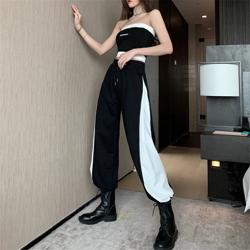 Новинка 2020 модные Светоотражающие повседневные свободные брюки с прострочкой