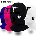 Армейская тактическая маска с 3 отверстиями, вязаная, с вышивкой, разбитое сердце, закрывающая лицо, зимняя Балаклава, Теплая Лыжная маска для спорта на открытом воздухе 2022