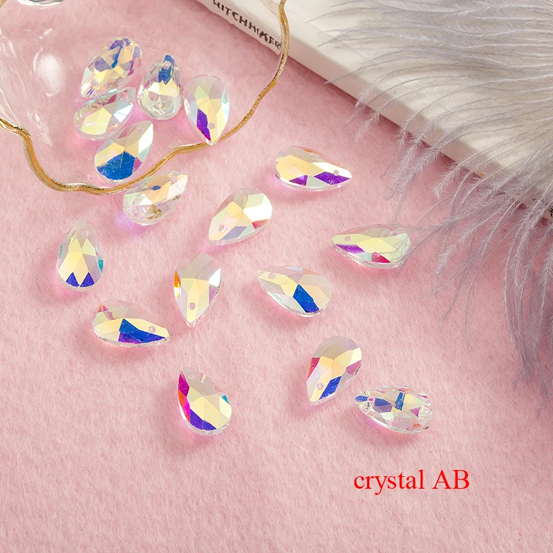 crystal AB-16pcs 16 шт многоцветные Кристальные бусины каплевидной формы бусины Подвески маленькие подвески для стеклянных бусин для самостоятельного изготовления ювелирных изделий Аксессуары - Цвет: crystal AB-16pcs