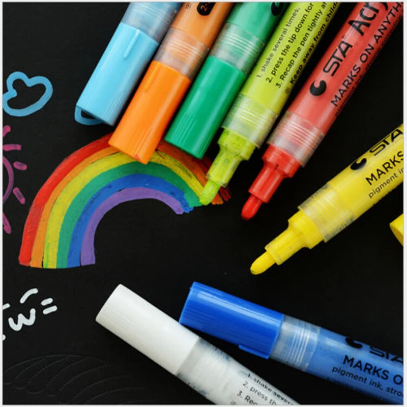Яркий и красочный водостойкий металлический акриловый маркер STA для рисования 14