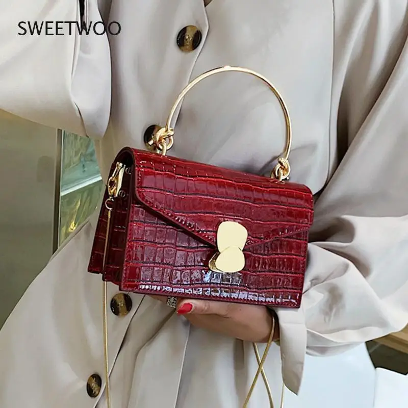 

2021 женская сумка-мессенджер из искусственной кожи с каменным узором, мини сумка на плечо с металлической ручкой, Женская дорожная сумка