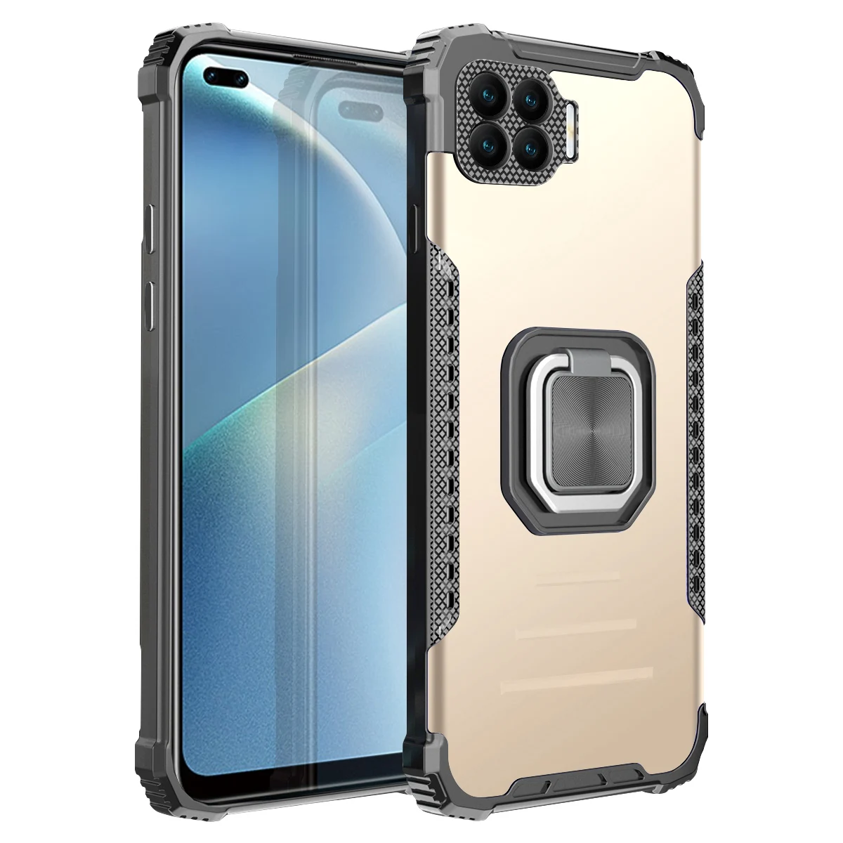 

Phone Case For OPPO Reno 5F F19 PRO 4G 5 5G Lite 4F 4 Fashion Armor Luxury With Ring Magnetic Bracket Anti-fall Shockproof Cover