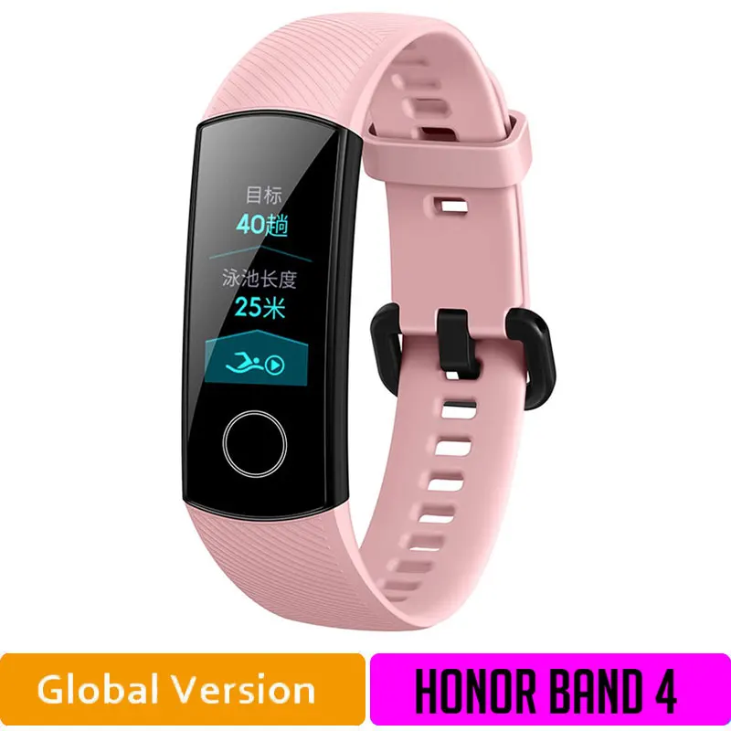 Браслет HONOR Band 4, умный фитнес-браслет, трекер, спортивный браслет, трекер активности в реальном времени, смарт-носимые устройства - Цвет: PinkGlobal4