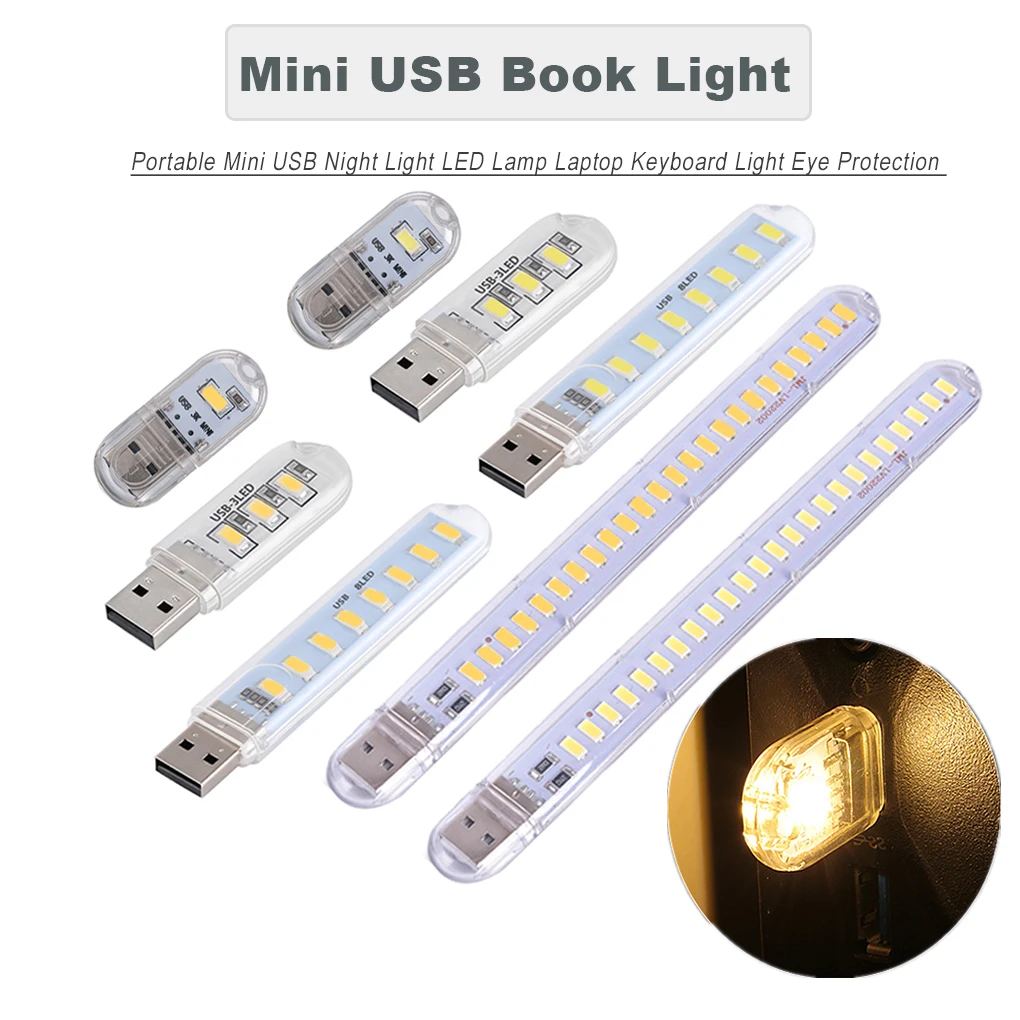 

Portable Mini USB LED Light Bright Reading Book Lamp Book Light DC5V Ultra Lights For Power Bank PC Laptop Notebook