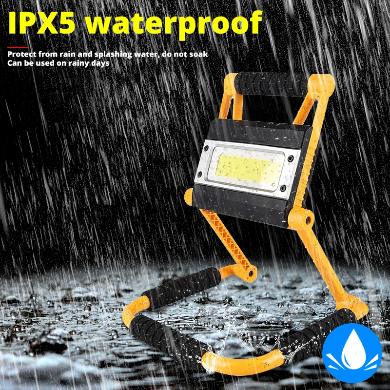 구매 120W 높은 조명 Led 접이식 작업 빛 USB 충전식 1500lm 야외 캠핑 램프 휴대용 투광 조명 COB LED 탐조등