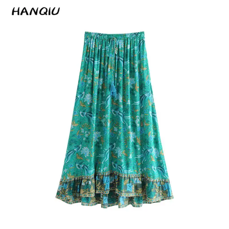 Boho стильные летние юбки для женщин 2019 винтажные цветочные kawaii с кисточками и