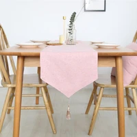 cotton linen table runner modern solid color table runner with tassel for dining weddinghotelkitchen bedroom table deco
