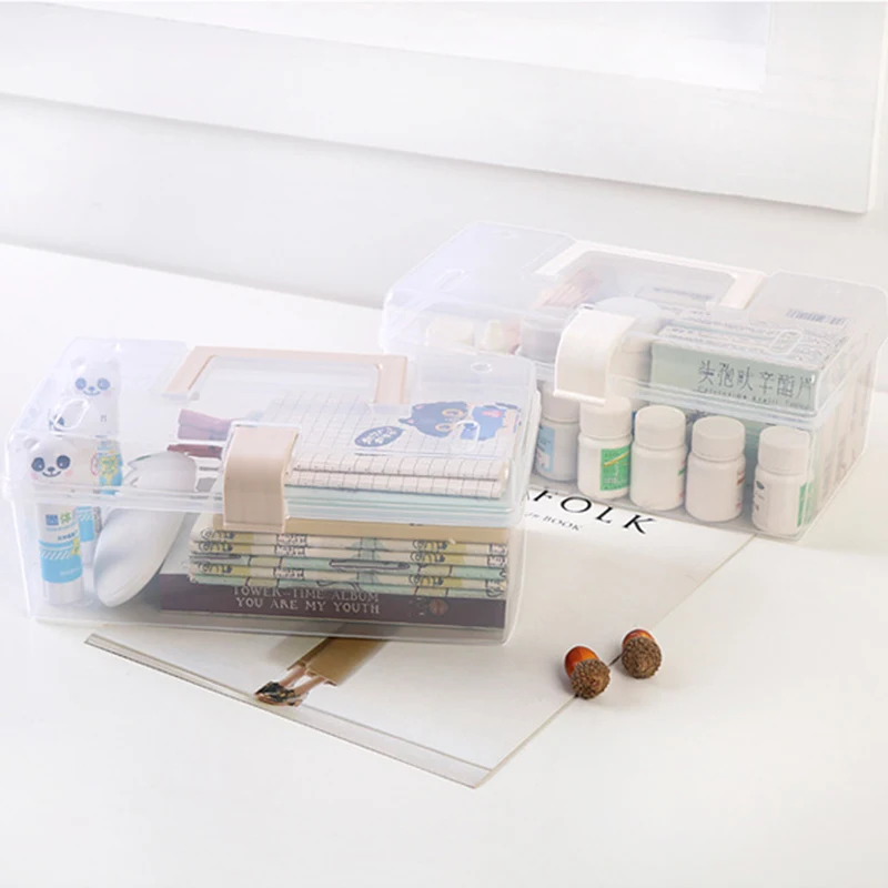 

Multipurpose Plastic Clear First Aid Box Portable Medical Kit Medicine Case Household RERI889