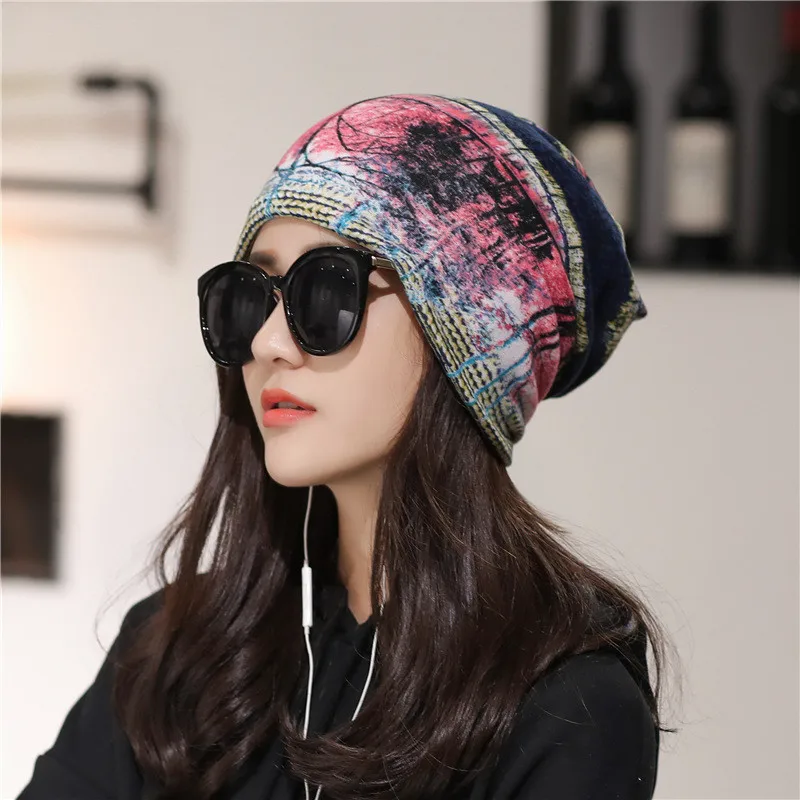 Шапка-бини женская из полиэстера повседневная шапка с цветочным принтом для