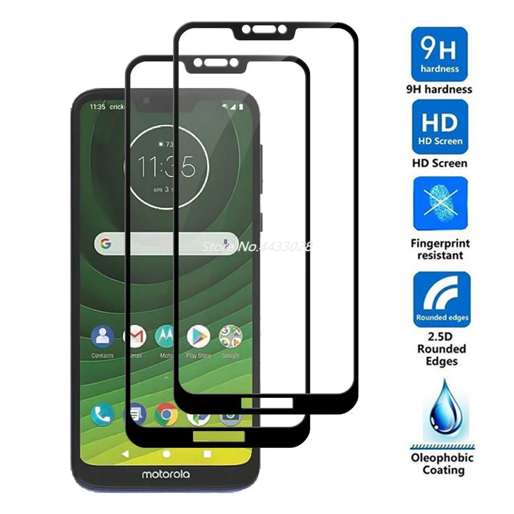 3D 9H полное клеевое покрытие черное закаленное стекло для Motorola Moto G7 мощный