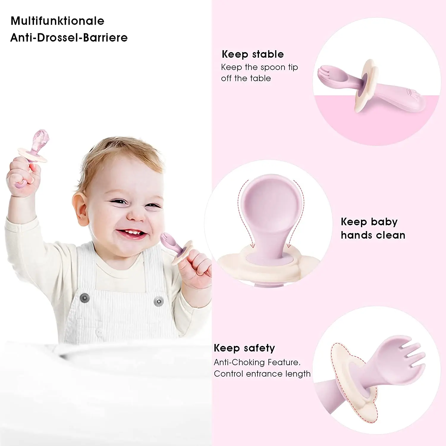 2 Sets Baby Utensils Soft Spoon Fork For Toddlers with Travel case Silicone for Self Feeding Kids Children Tableware |