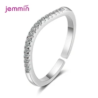 100 925 sterling silver simple open size shiny zircon finger ring for women wedding engagement rings fashion jewelry gifts