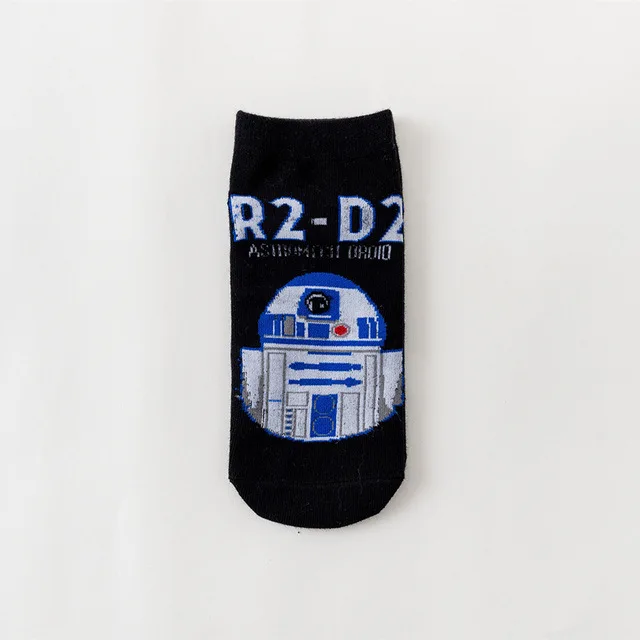 C3PO B Звездные войны мужские хлопковые короткие носки Дарт Вейдер C3PO робот солдат Чубакка тонкий срез горячий Забавный повседневный спортивный мужской тонкий - Цвет: C3PO B