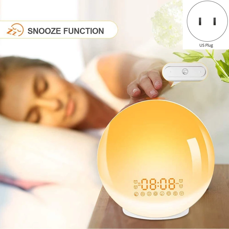 Обновление Смарт Восход Wake Up светильник совместим с Alexa и Google 7 Цвета Sunrise