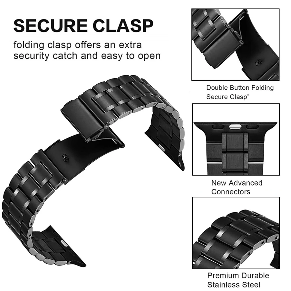 Ремешок из нержавеющей стали для Apple Watch 6 5 4 se обновленный браслет iWatch 3 38 мм 42 44 40