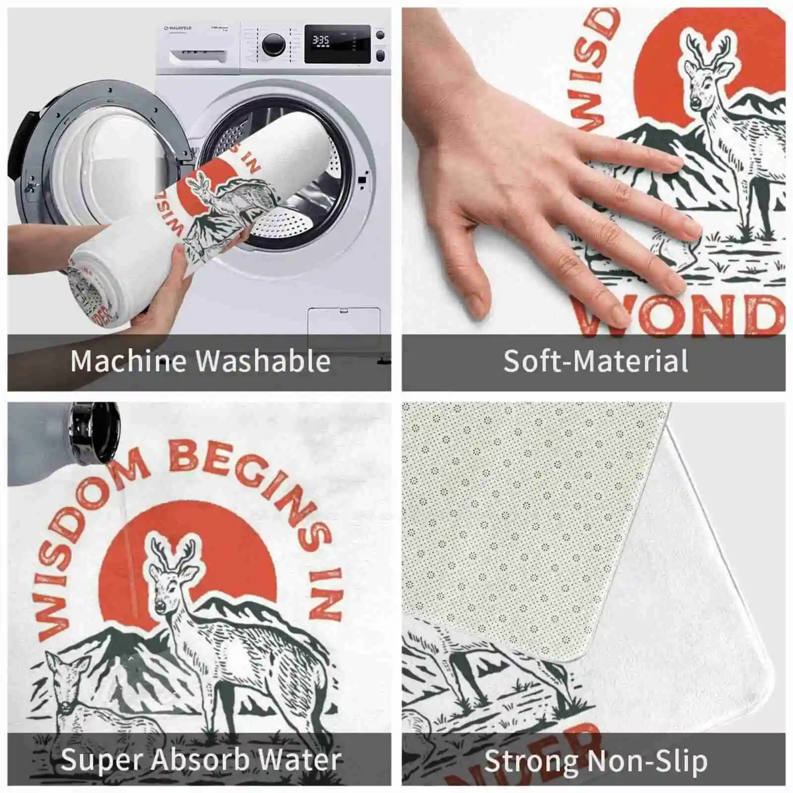 Wısdom ниспадающий в волшебном мягком доме Противоскользящий коврик ковер