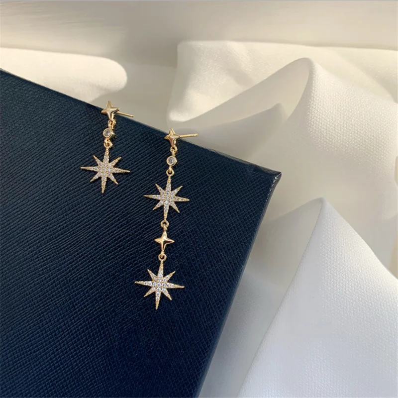 

Simple and Suitable Round Face Earrings Eight-pointed Star Temperament Was Thin Earrings Women's Holiday Gifts Party Jewelry Who