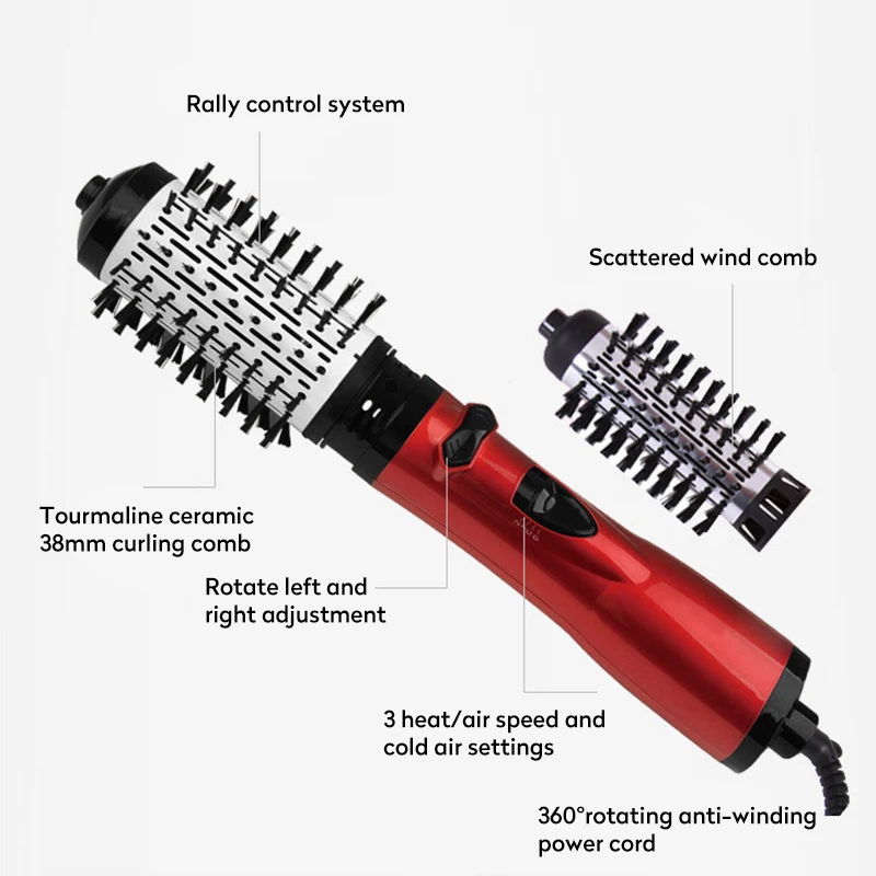 

Yiban 3 in 1 Rotating Electric Hair Straightener Brush Hair Curler Hair Dryer Brush Hot Air Comb Negative Ion Hair Styler Comb