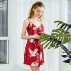 Новый женский халат лед шелковые узелковые обувь, свадебная обувь, повседневная одежда кран подружки сна с тонкими лямками юбка-Пижама