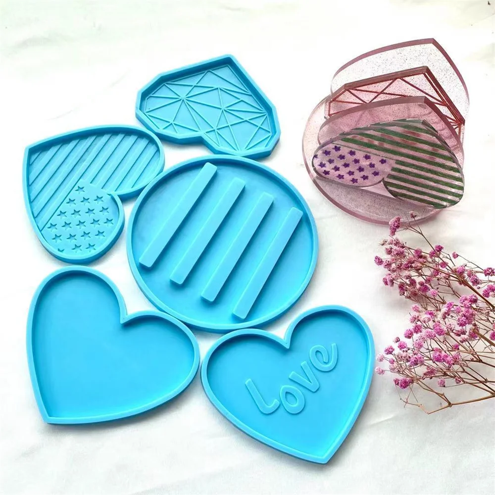 

Love Heart Coaster Silicone Molds Diy Coaster Stand Storage Epoxy Resin Molds Handmade Home Table Decor Casting Tools