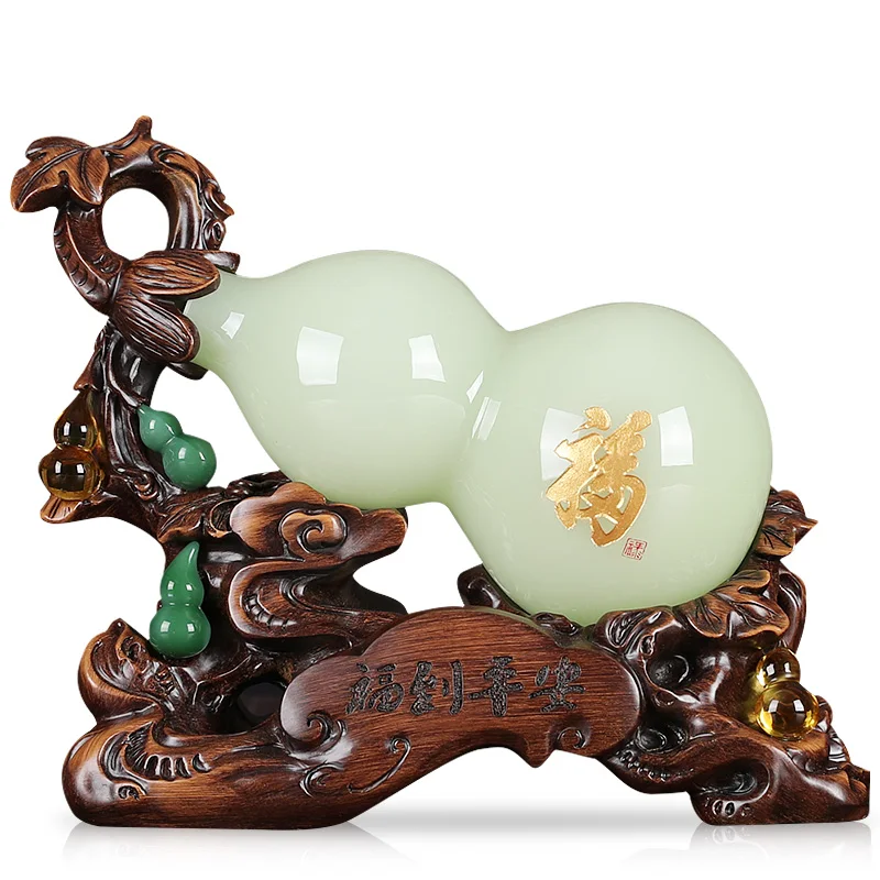 

Colored Glaze Jade Gourd Ornaments Lucky Hallway Gourd Chinese Household Living Room TV Cabinet Ornament Housewarming Gifts