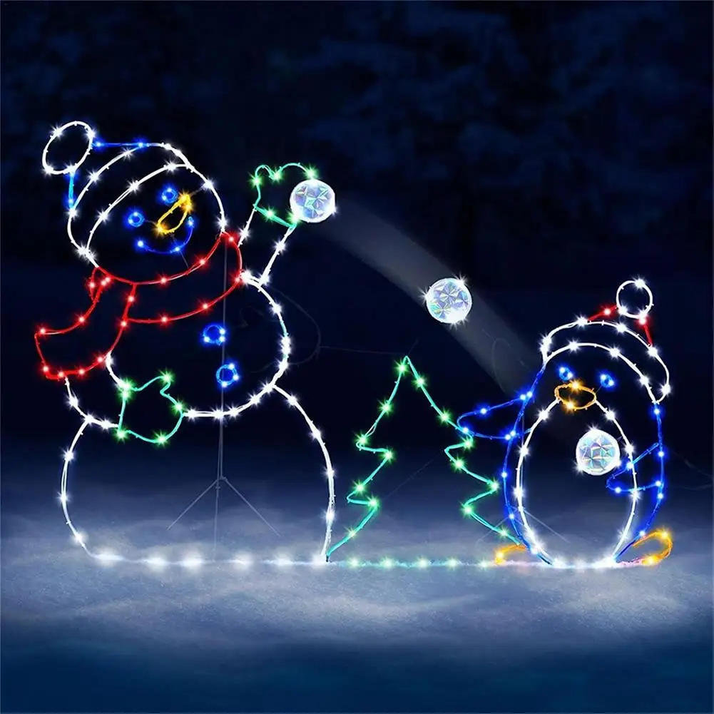 

Christmas Glowing Snowman Light String Outdoor Christmas Decoration For Garden Yard Luminous Frame Sign New Year Xmas Noel Decor