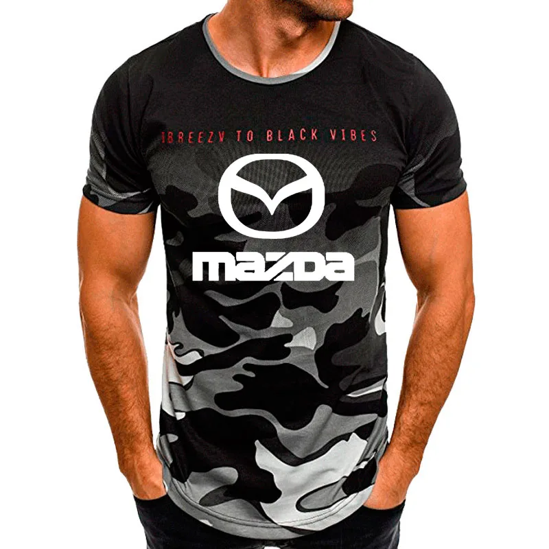 

Футболка мужская с принтом логотипа автомобиля Mazda, хлопок Камуфляжный, короткий рукав, Модный повседневный Топ в стиле хип-хоп, в стиле Хара...