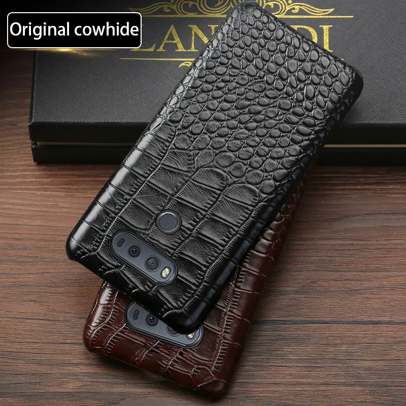Phone Case For lg g6 g7 g8 case G3 G4 G5 G8s ThinQ V10 V20 V30 V40 V50 Thinq Q6 Q7 Q8 K4 K8 2017 Real leather crocodile pattern