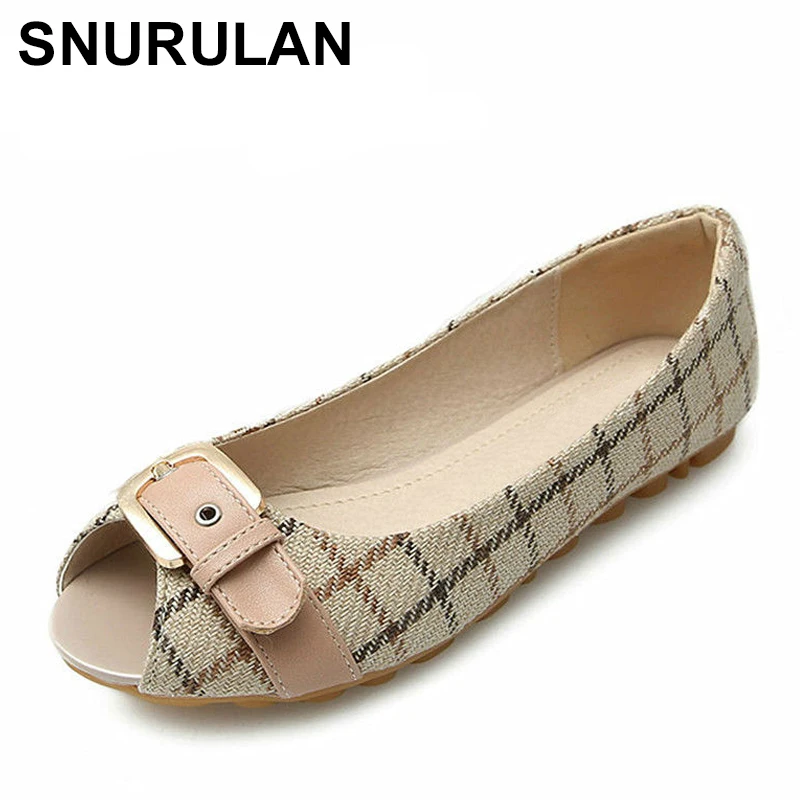 SNURULAN 2019 летние туфли женские с открытым носком на плоской подошве большие