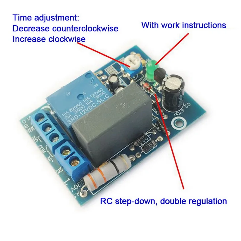 Таймер переменного тока 220 В модуль переключателя задержки ввода/вывода