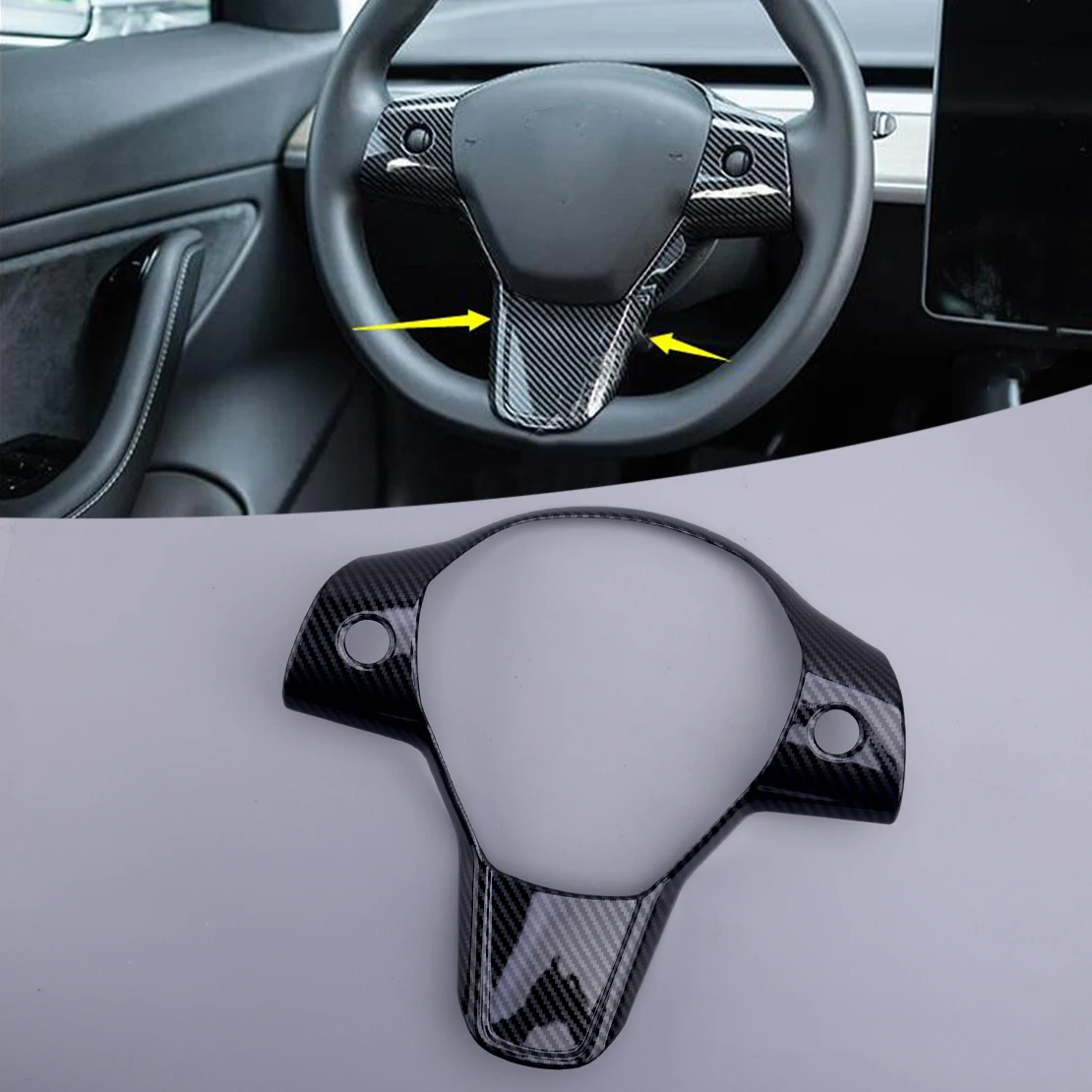 

Чехол на руль из АБС-пластика и углеродного волокна, подходит для Tesla Model 3 2017 2018 2019 2020